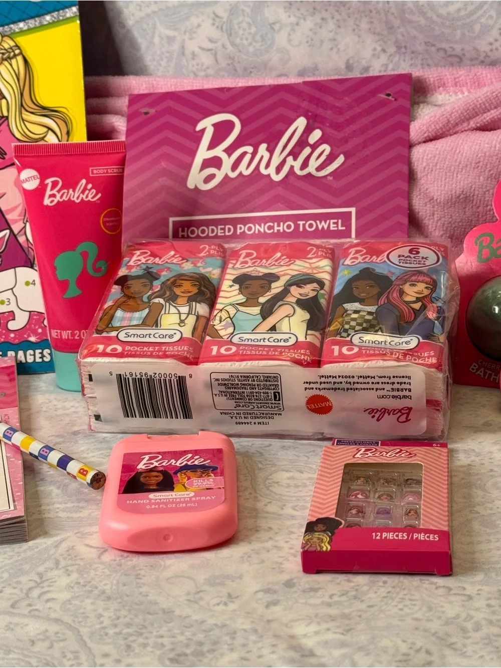 Barbie Pink Activity & Bath Set with Hooded 20x20 in. Towel